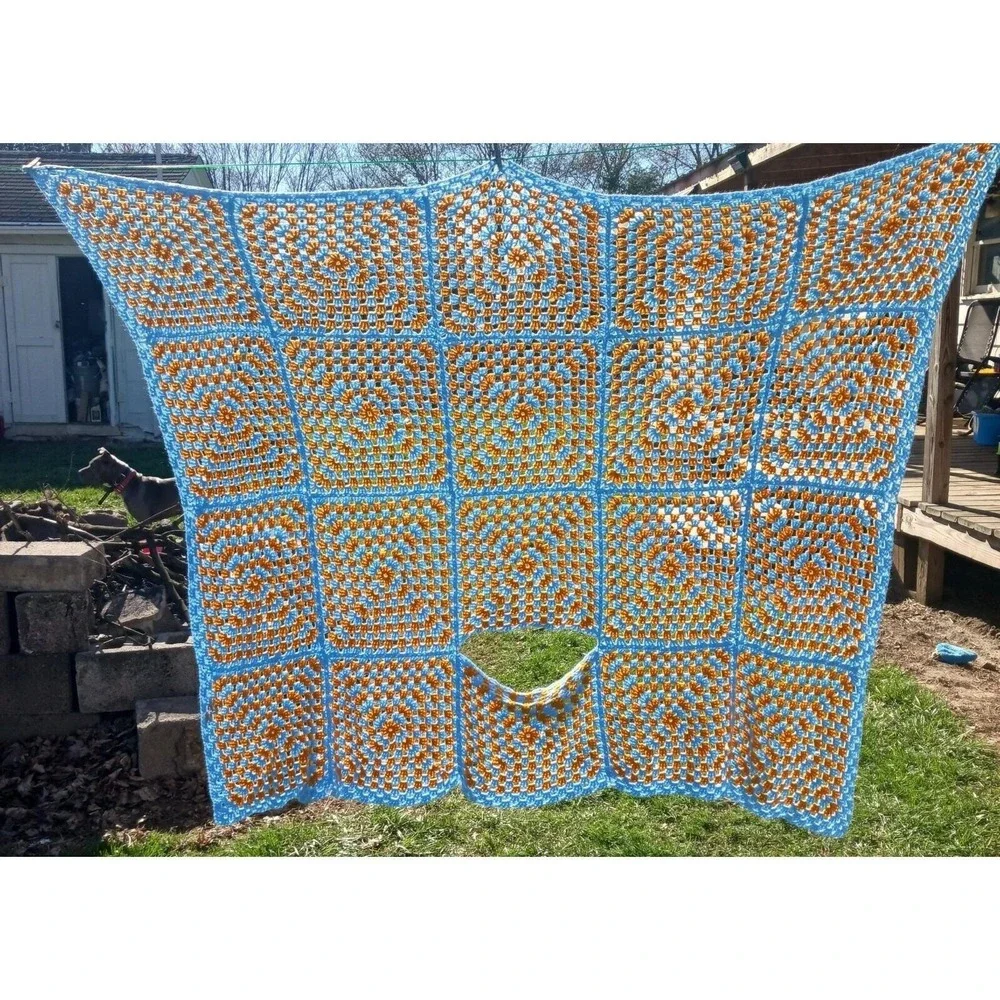 Handmade Crochet Afghan Throw Blanket 66x78